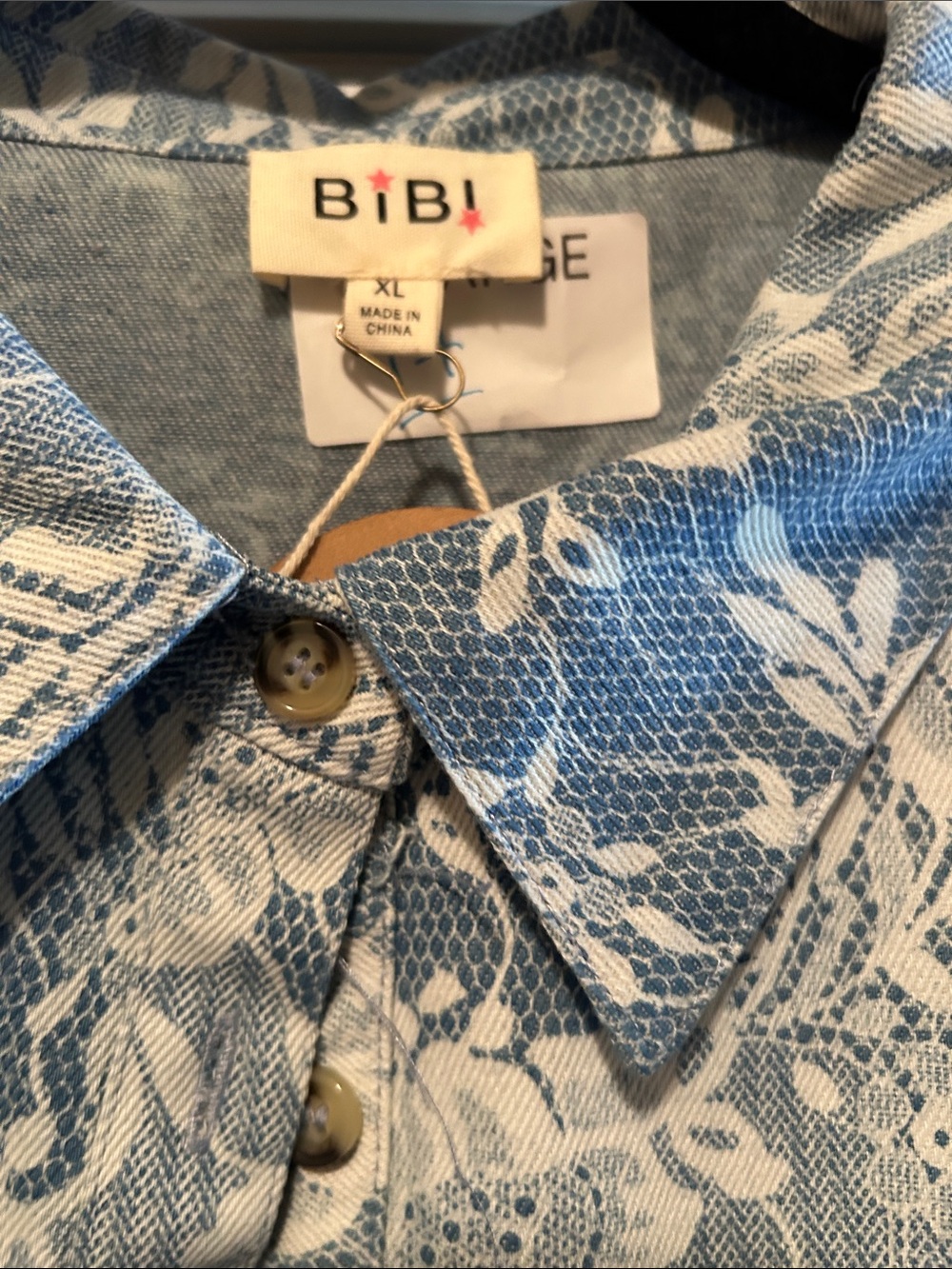 BiBi Blue Lace Floral Ruffle Cropped Jacket - Picture 2 of 5